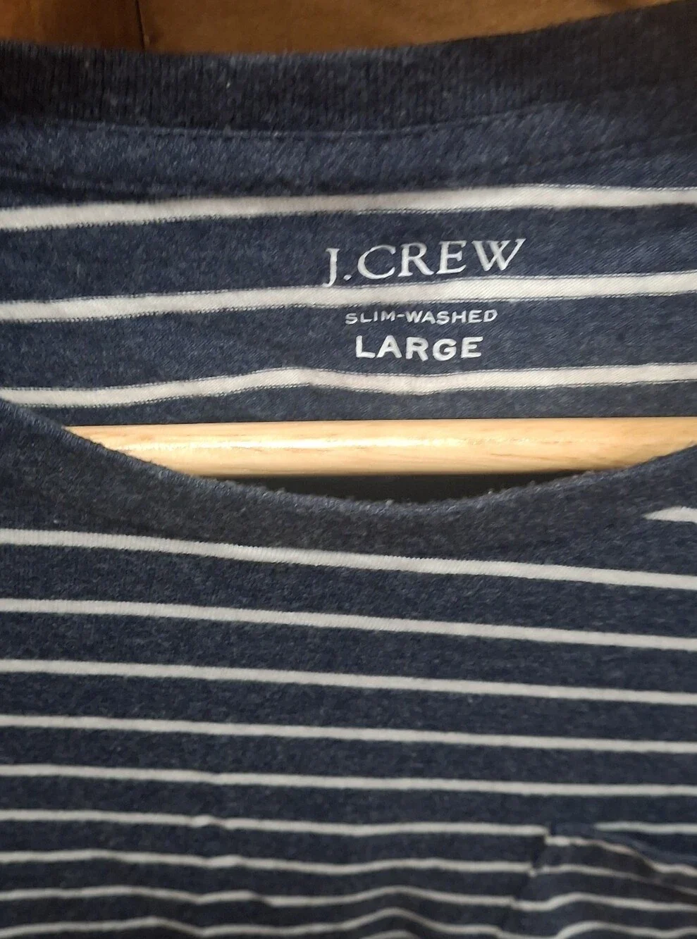 J. Crew Navy and White Striped Pocket Tee Mens Size Large
